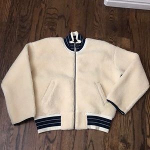 Cream Sherpa bomber jacket